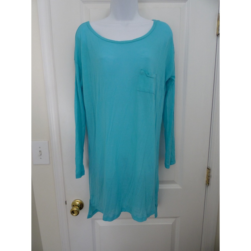 Cherish Womens Teal Long Sleeve Boat Neck Straight Hem‎ Shift Dress Size Small